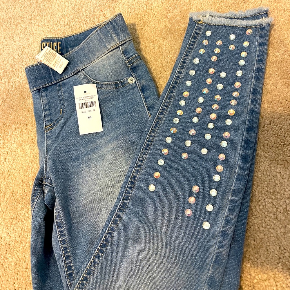 NWT. Kids Rhinestone Stretch Jeggings